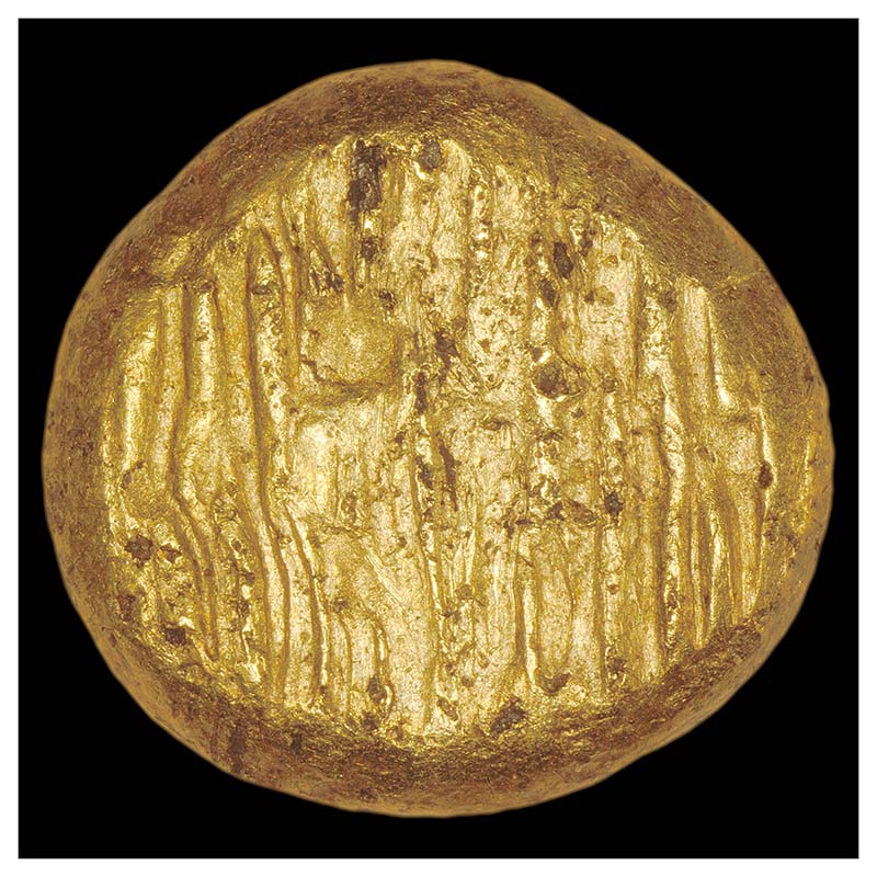 Striated electrum hekte (fake) obverse