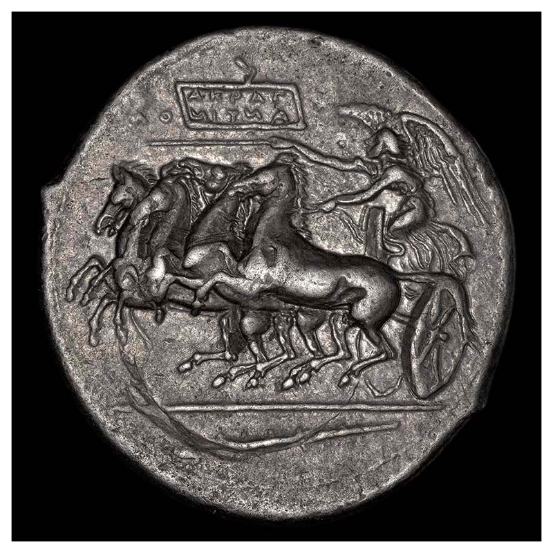 Akragas eagle-rabbit tetradrachm obverse