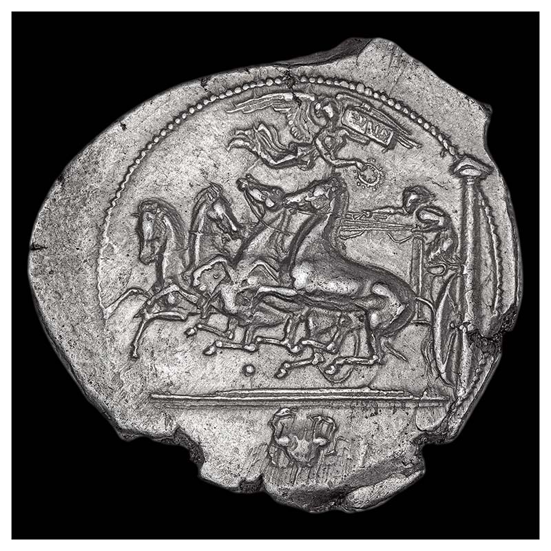 Katane tetradrachm signed by Euainetos obverse