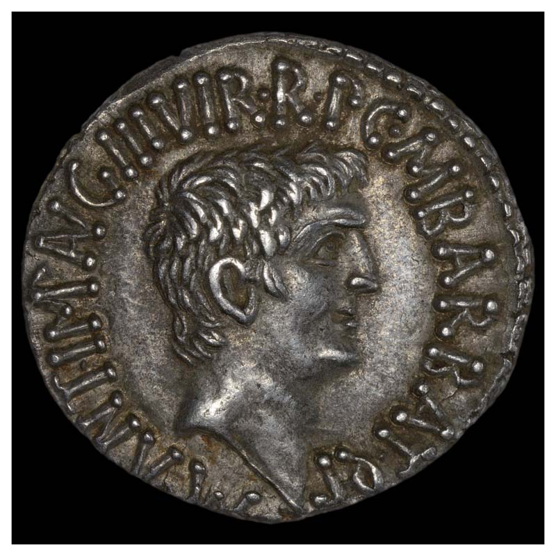Antony - Octavian denarius obverse