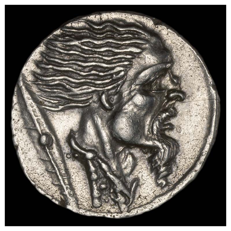 Hostilius Saserna denarius obverse